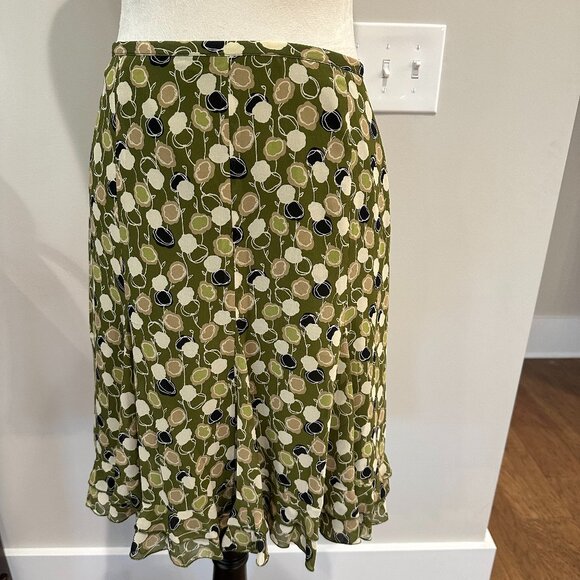 Loft Skirt - Green with Cream & Navy Design - Size 10 - Picture 1 of 4